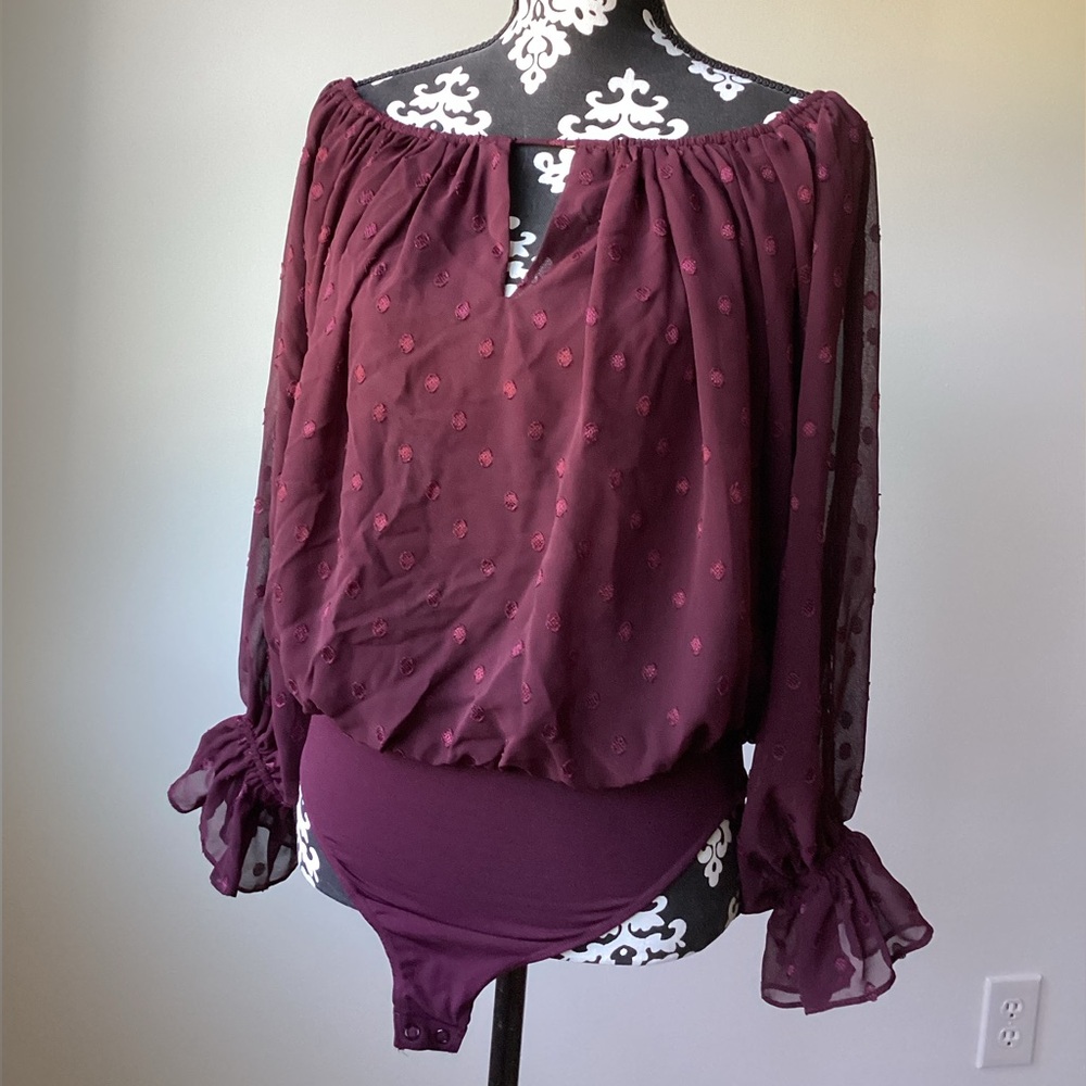 Maroon off the Shoulder Top